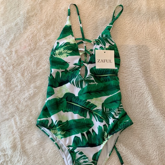 Zaful leaf pattern one piece swim suit NWT - Picture 1 of 5